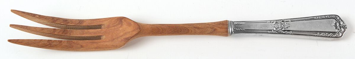 Heritage (Sterling, 1924) Salad Serving Fork with Wooden Prongs by Reed & Barton-1
