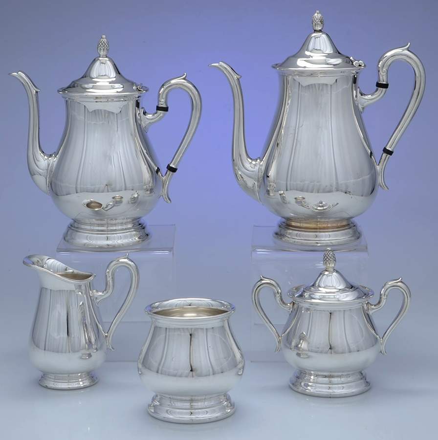 Jamestown (Silverplate, Hollowware) 5-Piece Plated Tea Set (with Waste) by Reed & Barton-1