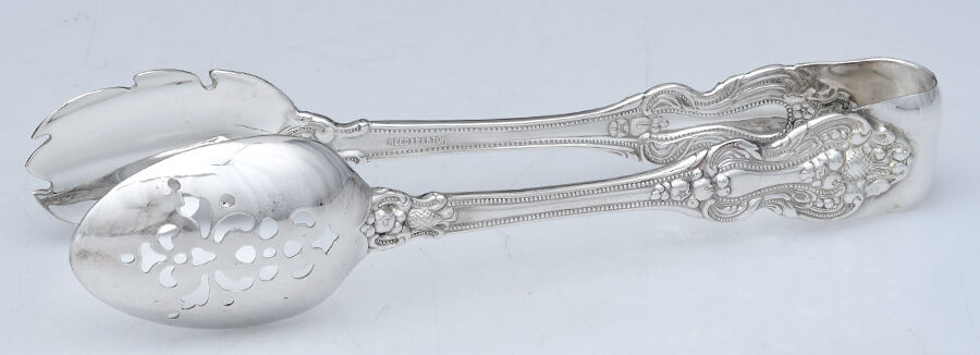 King Francis (Silverplate, 1975) Ice Serving Tongs Large HC by Reed & Barton-1