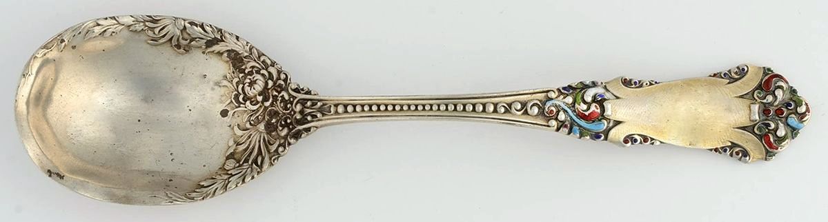 La Marquise (Sterling, 1895) Enameled Sugar Spoonq by Reed & Barton-1