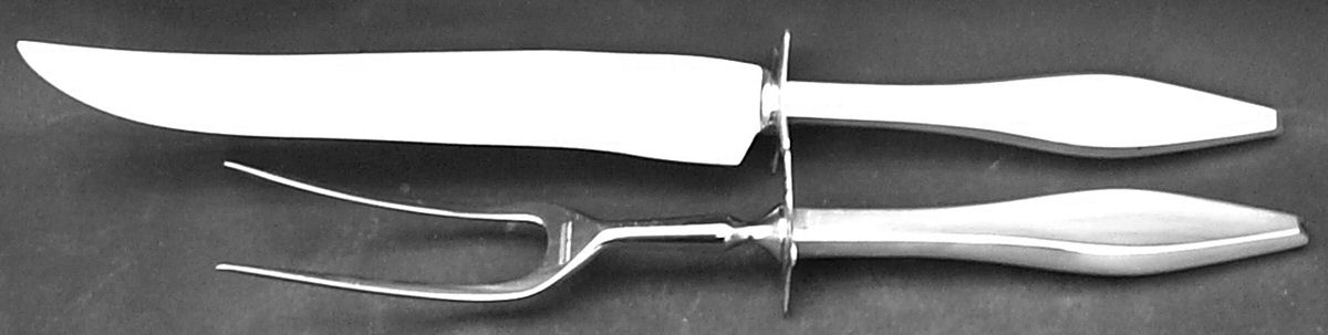 Lark (Sterling, 1960) Large 2-Piece Roast Carving Set w/ Stainless Blade by Reed & Barton-1