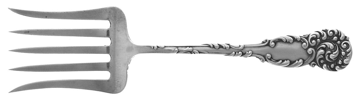 La Reine (Sterling, 1893) Large Solid Tined Sardine Serving Fork by Reed & Barton-1