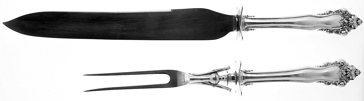 La Splendide (Sterling, 1902) Large 2-Piece Roast Carving Set w/Stainless Blade by Reed & Barton-1