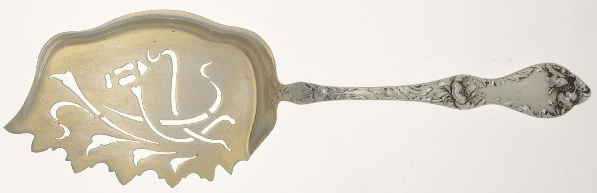 Les Cinq Fleurs (Sterling, 1900, No Monos) Solid Macaroni Server by Reed & Barton-1