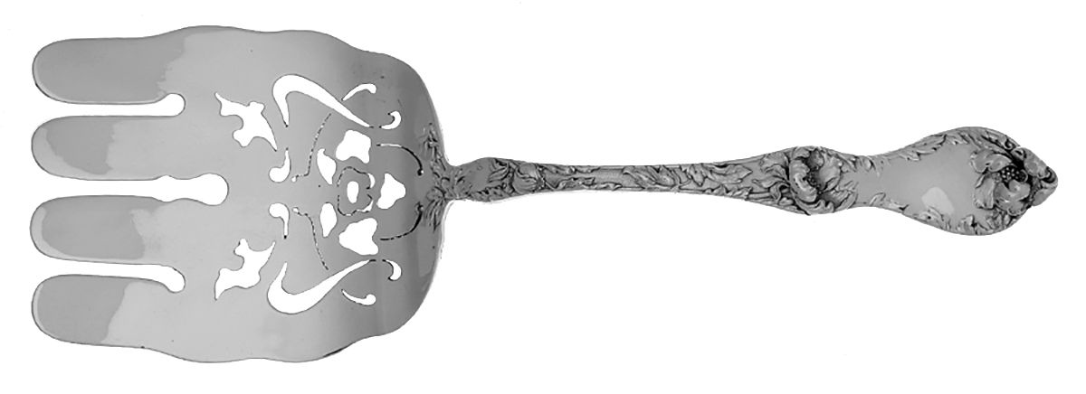 Les Cinq Fleurs (Sterling, 1900, No Monos) Large Solid Asparagus Serving Fork by Reed & Barton-1