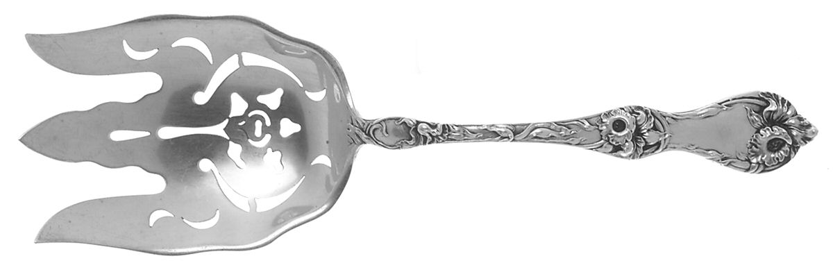 Les Cinq Fleurs (Sterling, 1900, No Monos) Solid Salad Serving Fork by Reed & Barton-1