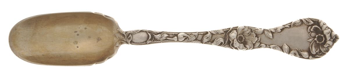 Les Cinq Fleurs (Sterling, 1900, No Monos) Solid Cheese Scoop by Reed & Barton-1