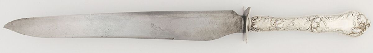 Les Cinq Fleurs (Sterling, 1900, No Monos) Large Stainless Blade Roast Carving Knife by Reed & Barton-1