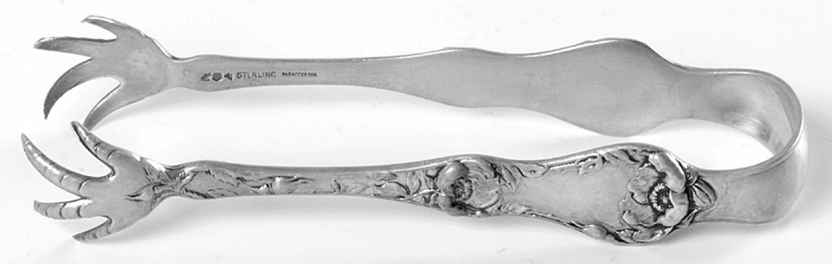 Les Cinq Fleurs (Sterling, 1900, No Monos) Large Sugar Tongs by Reed & Barton-1