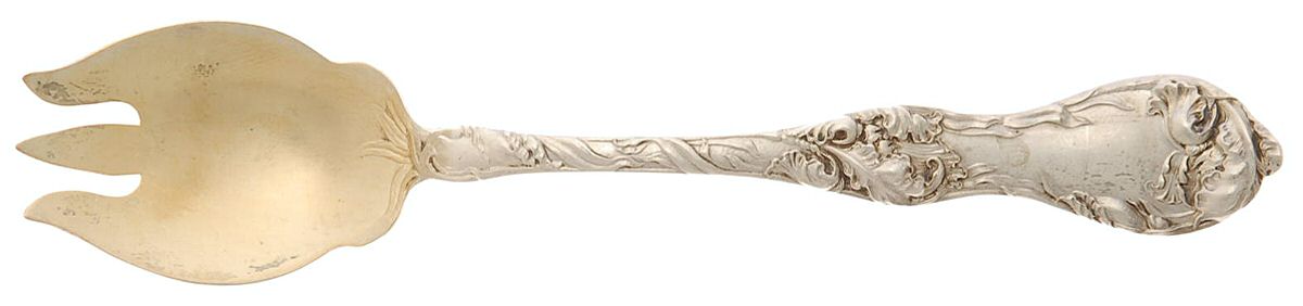Les Cinq Fleurs (Sterling, 1900, No Monos) Small Ice Cream Fork by Reed & Barton-1