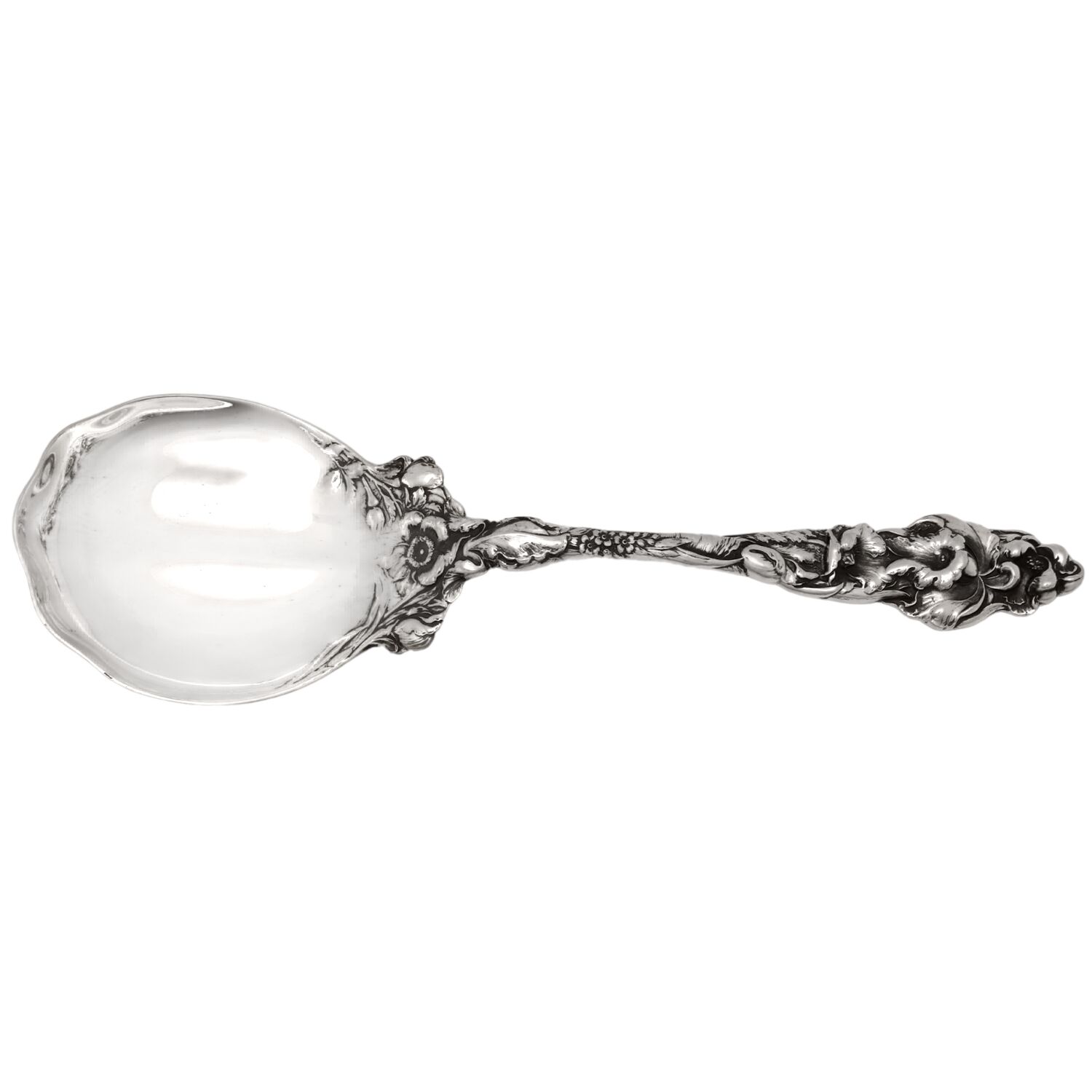 Les Six Fleurs (Sterling, 1901) Oversize Solid Salad Serving Spoon by Reed & Barton-1