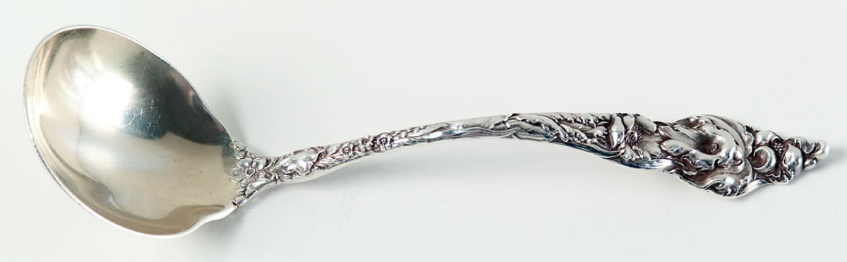 Les Six Fleurs (Sterling, 1901) Solid Piece Cream Ladle by Reed & Barton-1