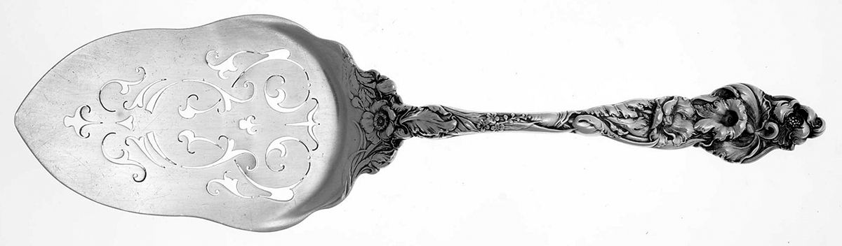 Les Six Fleurs (Sterling, 1901) Large Solid Pie Knife by Reed & Barton-1