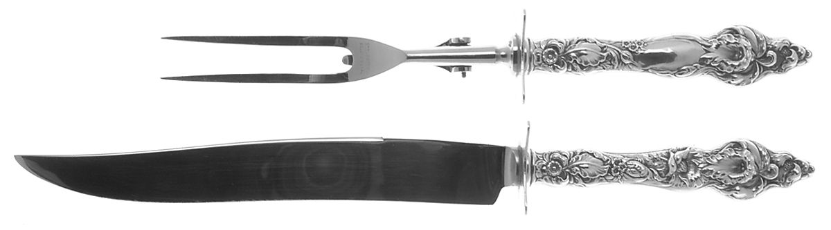 Les Six Fleurs (Sterling, 1901) Small Steak 2-Piece Carving Set w/Stainless Blade by Reed & Barton-1