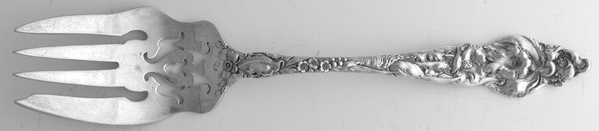 Les Six Fleurs (Sterling, 1901) Medium Solid Cold Meat Serving Fork by Reed & Barton-1