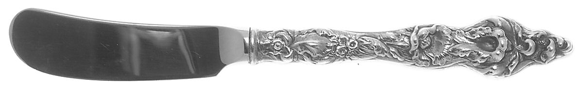 Les Six Fleurs (Sterling, 1901) Butter Spreader Hollow Hdl-Paddle/Stainless Blade by Reed & Barton-1