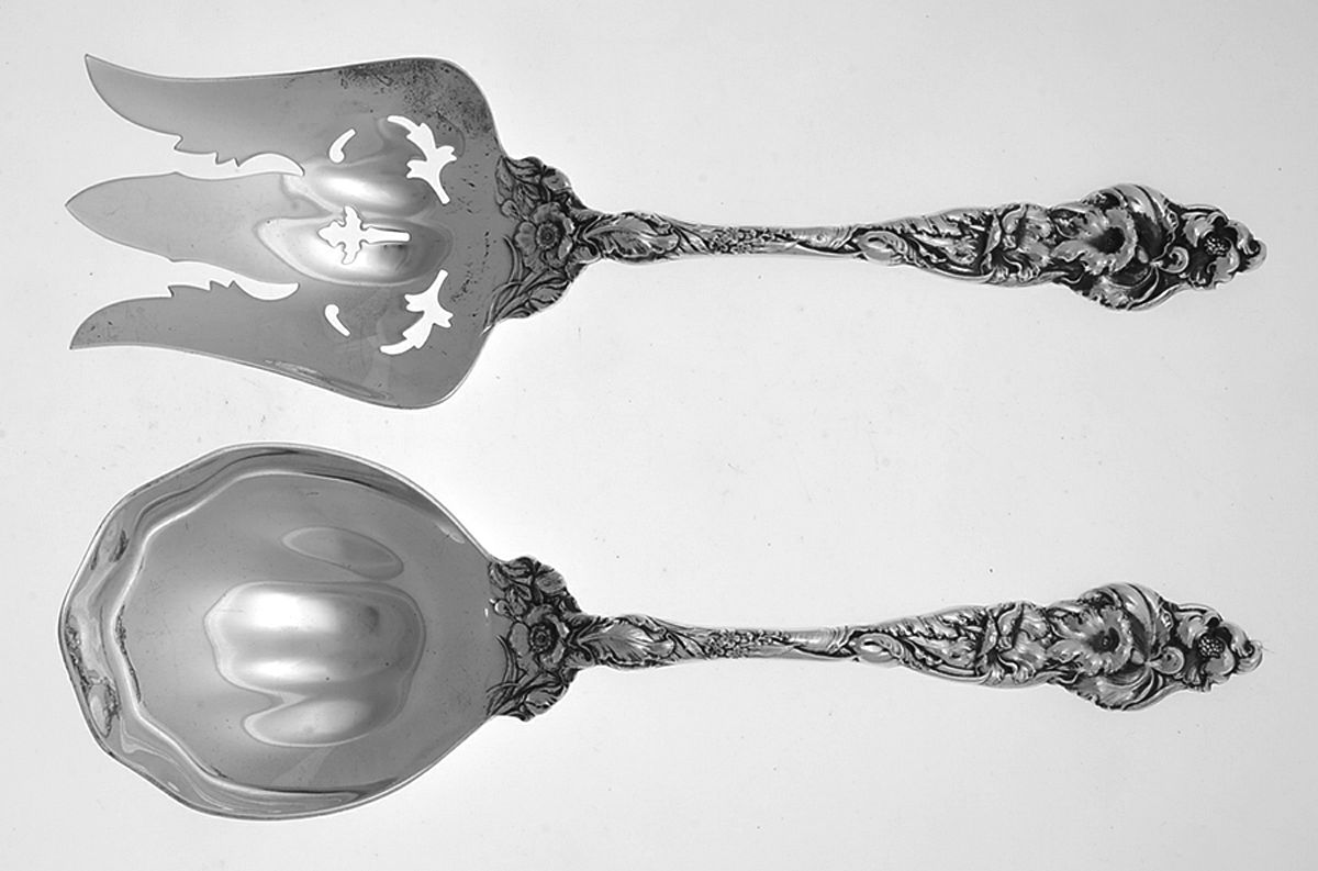 Les Six Fleurs (Sterling, 1901) (2 Pc) Solid Salad Set by Reed & Barton-1