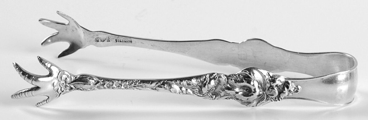 Les Six Fleurs (Sterling, 1901) Large Sugar Tongs by Reed & Barton-1