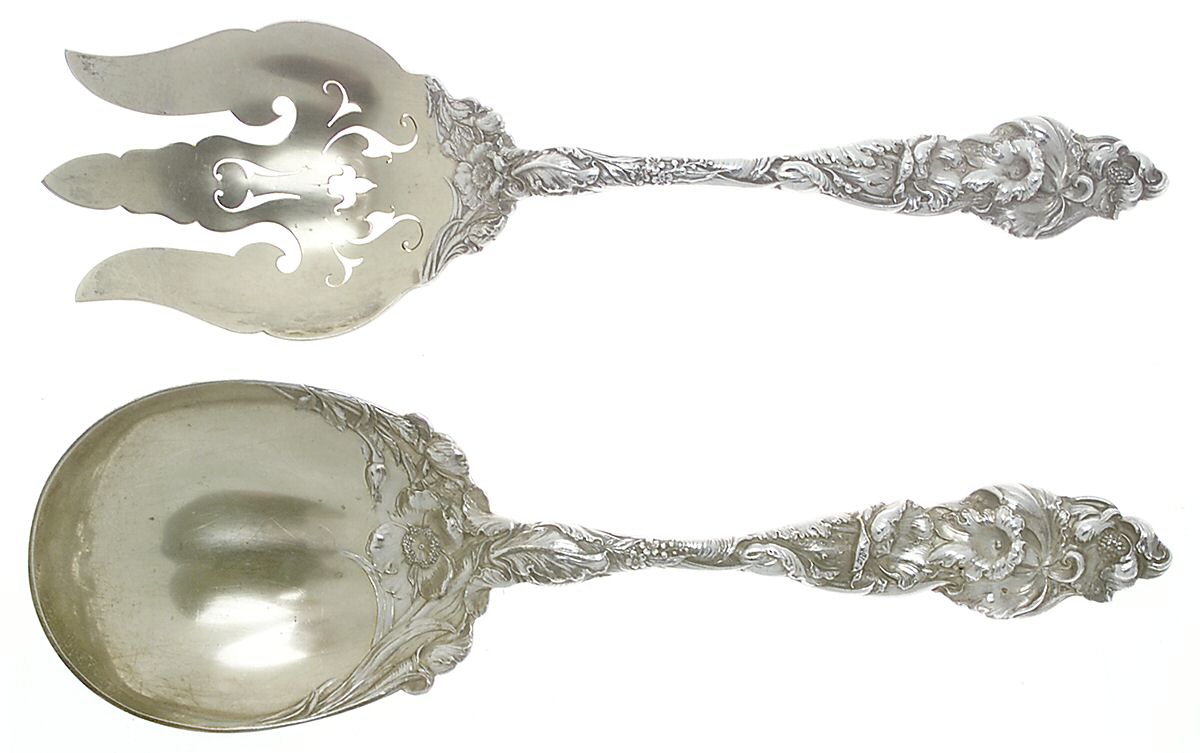 Les Six Fleurs (Sterling, 1901) (2 Pc) Solid Salad Set by Reed & Barton-1