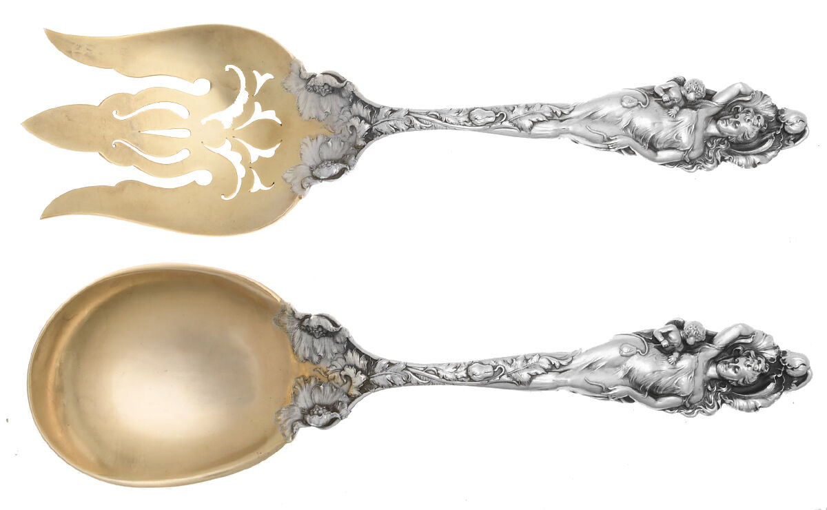 Love Disarmed (Sterling, 1899) Solid Oversized Serving Salad Set by Reed & Barton-1