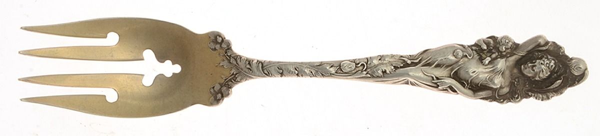 Love Disarmed (Sterling, 1899) Monogram Individual Salad Fork by Reed & Barton-1