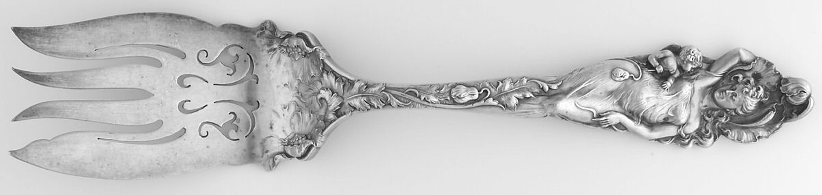 Love Disarmed (Sterling, 1899) Large Solid Cold Meat Serving Fork by Reed & Barton-1