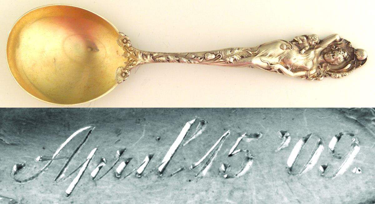 Love Disarmed (Sterling, 1899) Round Bowl Soup Spoon (Gumbo) by Reed & Barton-1
