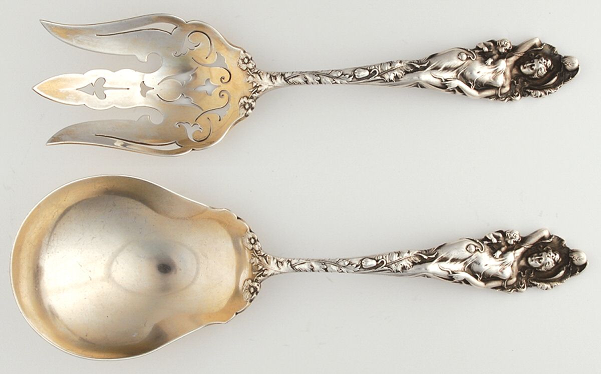 Love Disarmed (Sterling, 1899) (2 Pc) Solid Salad Set by Reed & Barton-1