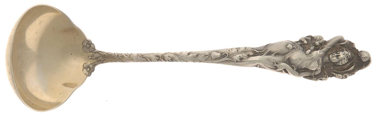 Love Disarmed (Sterling, 1899) Solid Piece Cream Ladle by Reed & Barton-1