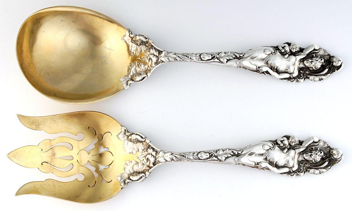 Love Disarmed (Sterling, 1899) Solid Oversized Serving Salad Set by Reed & Barton-1