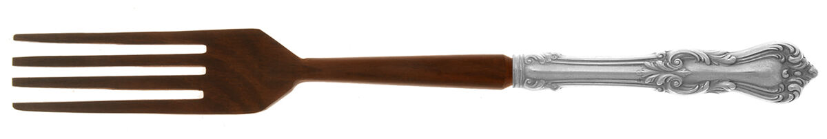 Marlborough (Sterling, 1906, No Monos) Salad Serving Fork with Wooden Prongs HC by Reed & Barton-1