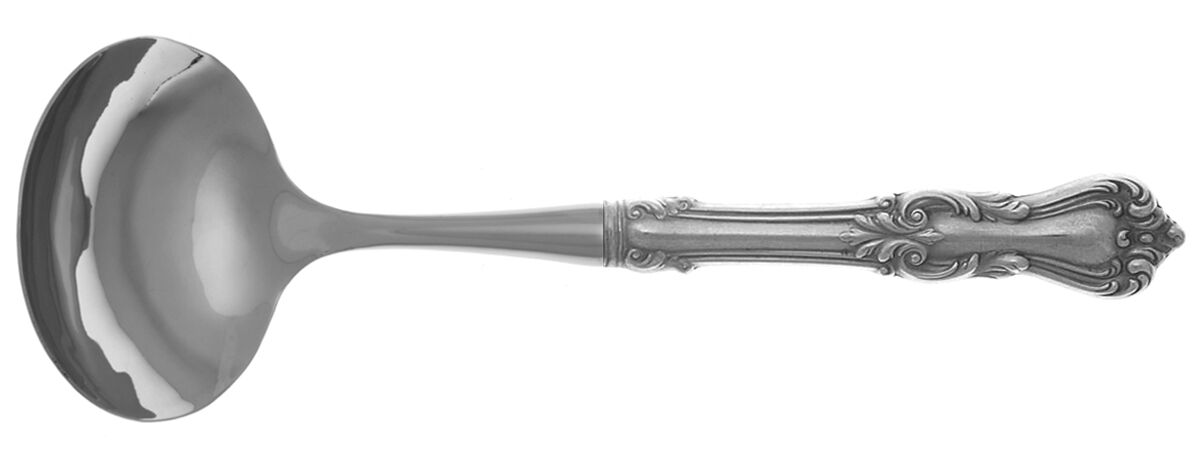 Marlborough (Sterling, 1906, No Monos) Gravy Ladle with No Spout Stainless Bowl HC by Reed & Barton-1