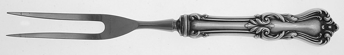 Marlborough (Sterling, 1906, No Monos) Small Steak Carving Fork with Stainless Prongs by Reed & Barton-1