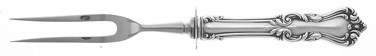 Marlborough (Sterling, 1906, No Monos) Small Steak Carving Fork with Stainless Prongs by Reed & Barton-1