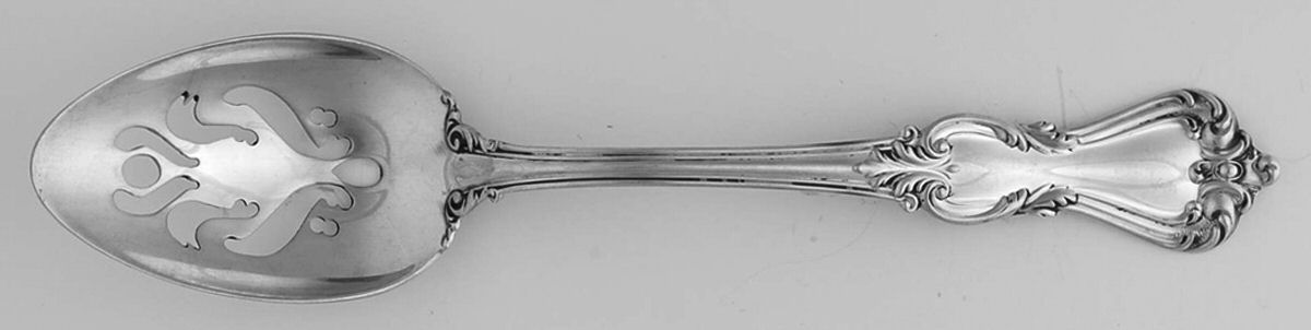 Marlborough (Sterling, 1906, No Monos) Pierced Tablespoon (Serving Spoon) CM by Reed & Barton-1
