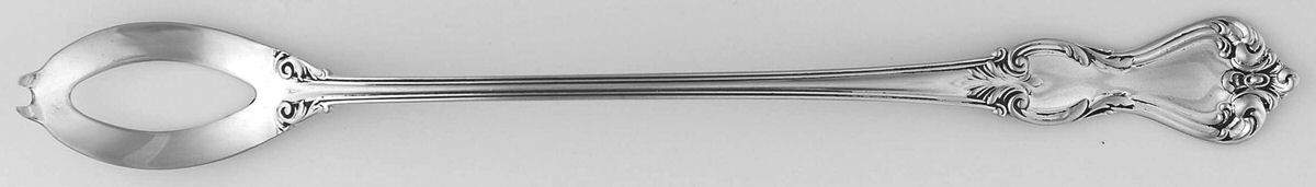 Marlborough (Sterling, 1906, No Monos) Pierced Bowl Long Handle Olive Spoon by Reed & Barton-1