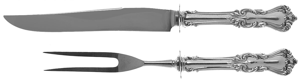 Marlborough (Sterling, 1906, No Monos) Small Steak 2-Piece Carving Set w/Stainless Blade by Reed & Barton-1
