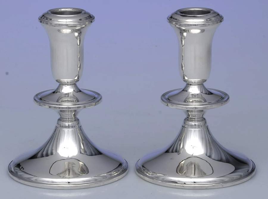 Sterling Hollowware Pair of Weighted Console Candleholders by Reed & Barton-1