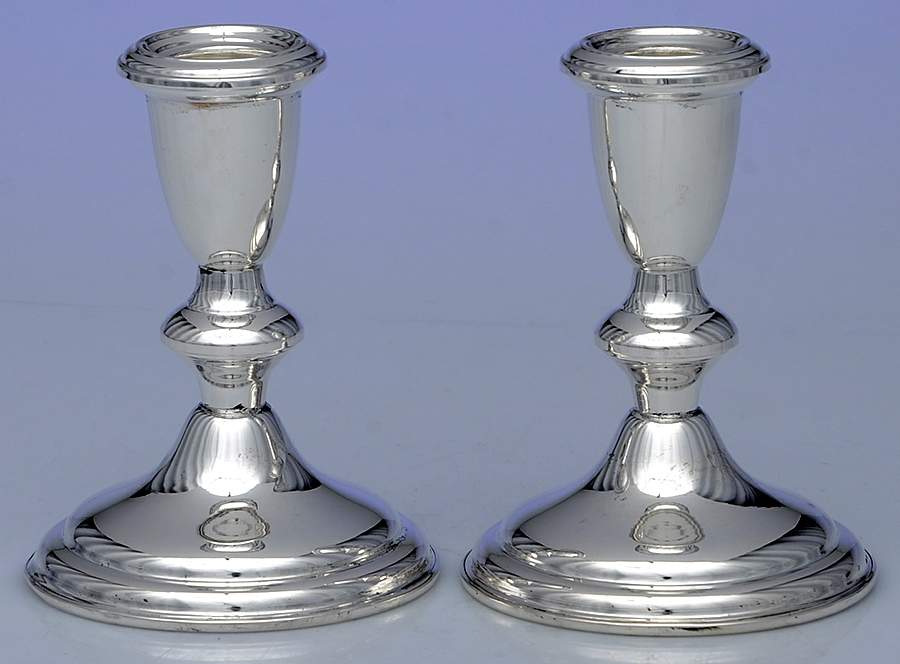 27 (Sterling, Hollowware) Pair of Weighted Console Candleholders by Reed & Barton-1