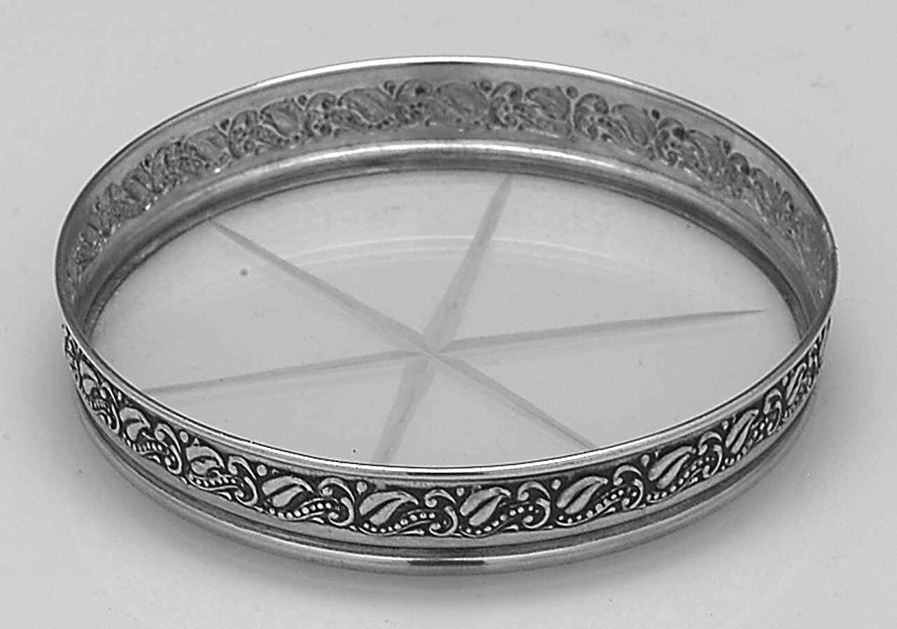 Sterling Hollowware Crystal Coaster with Sterling Rim by Reed & Barton-1