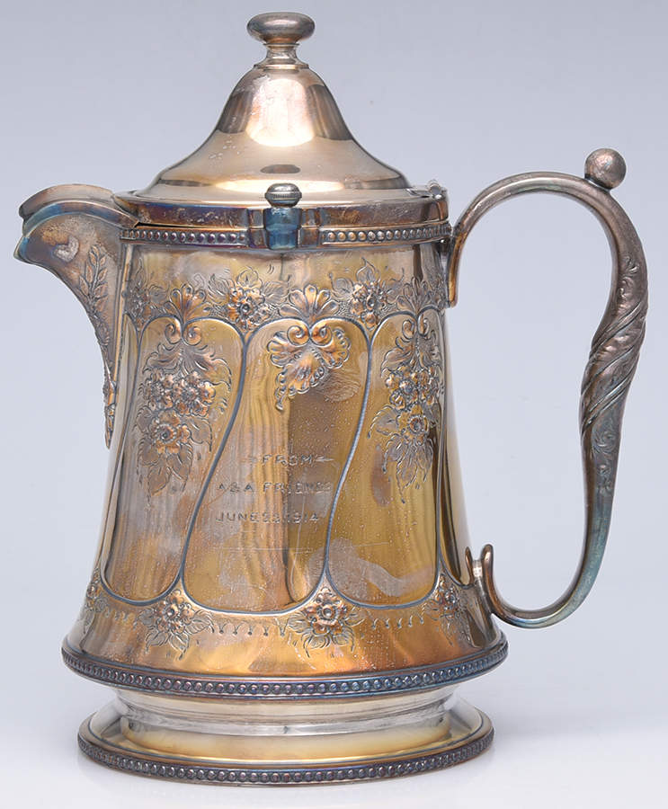 Silverplate Hollowware Water Pitcher with Hinged Lid by Reed & Barton-1