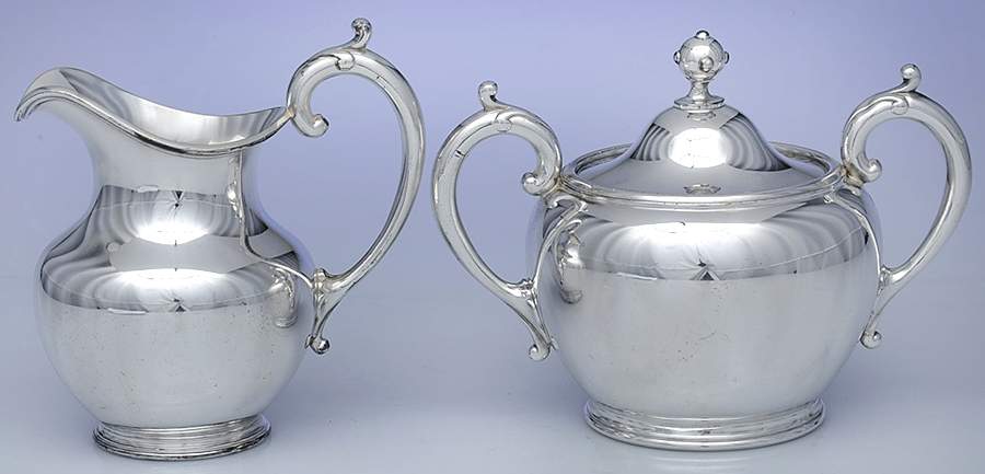 Silverplate Hollowware Creamer & Sugar with Lid Set by Reed & Barton-1