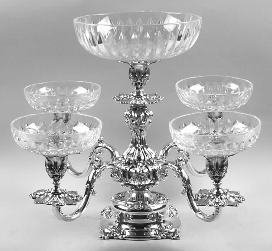 166 (Silverplate, Hollowware) Epergne with Glass Liners by Reed & Barton-1