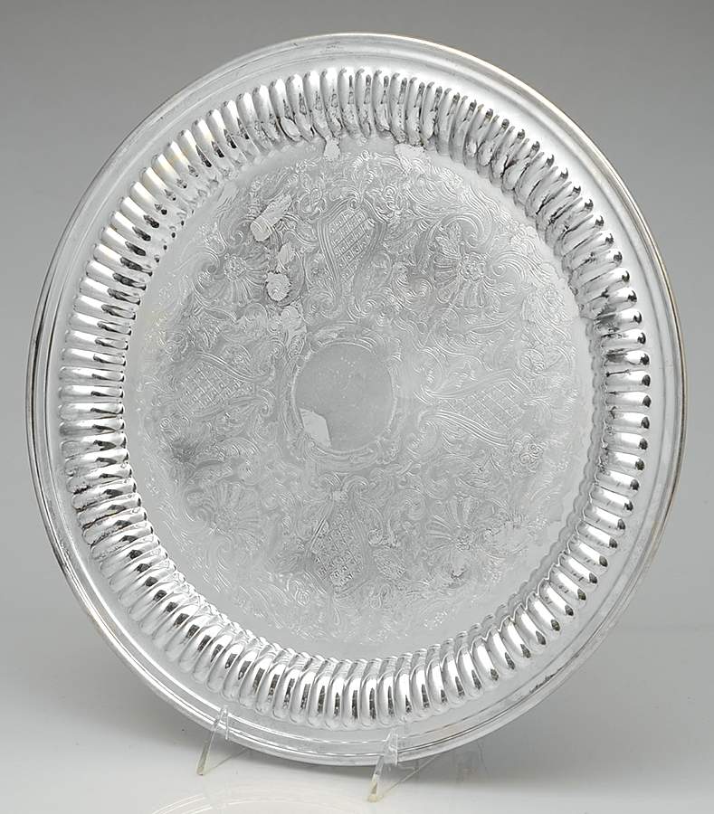 Silverplate Hollowware 14" Round Tray by Reed & Barton-1