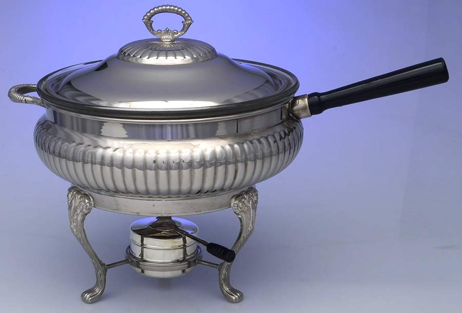 Silverplate Hollowware Chafing Dish W/Lid, Liner, Stand & Burner by Reed & Barton-1