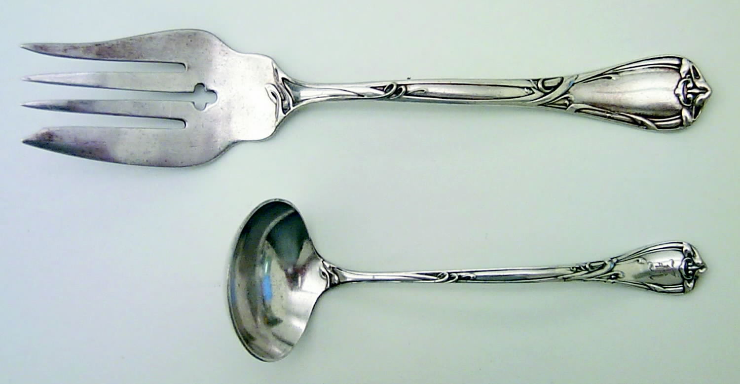 Modern Art (Silverplate, 1904) Medium Solid Cold Meat Serving Fork by Reed & Barton-1