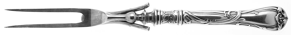 Modern Art (Silverplate, 1904) Small Steak Carving Fork with Stainless Prongs by Reed & Barton-1