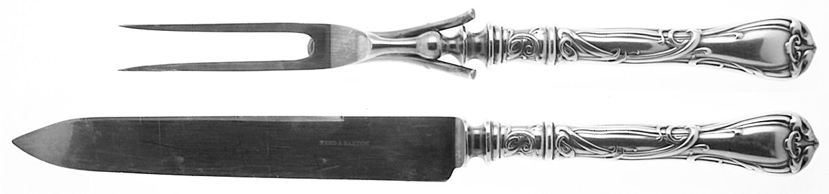 Modern Art (Silverplate, 1904) Small Stainless Blade 2-Piece Steak Carving Set by Reed & Barton-1