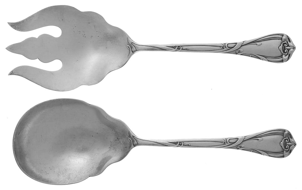 Modern Art (Silverplate, 1904) (2 Pc) Solid Salad Set by Reed & Barton-1