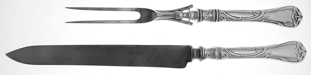 Modern Art (Silverplate, 1904) Large 2-Piece Roast Carving Set w/Stainless Blade by Reed & Barton-1